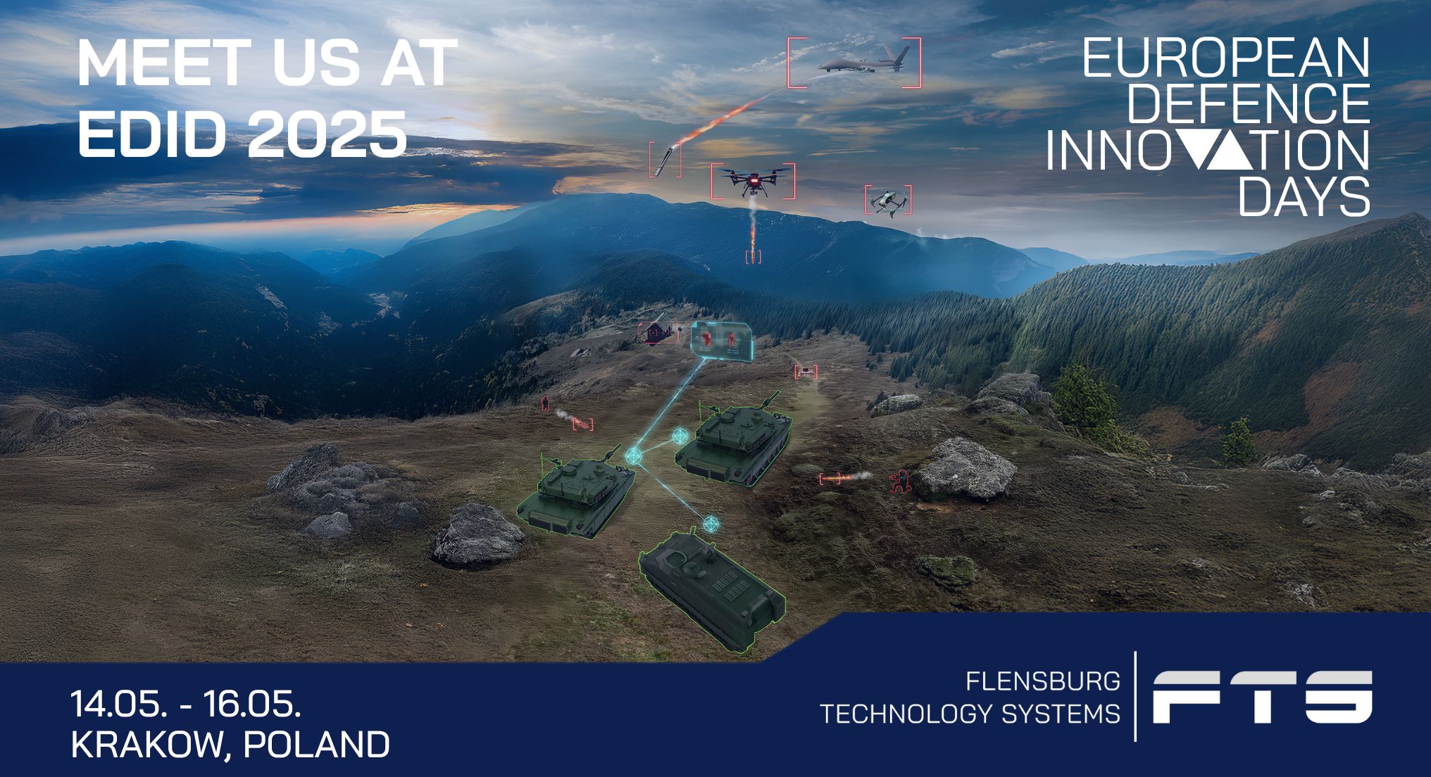 Event graphic with networked vehicles: “Meet us at EDID 2025”