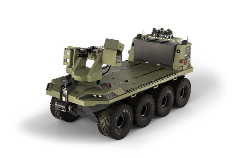 Eight-wheeled unmanned ground vehicle with weapon station