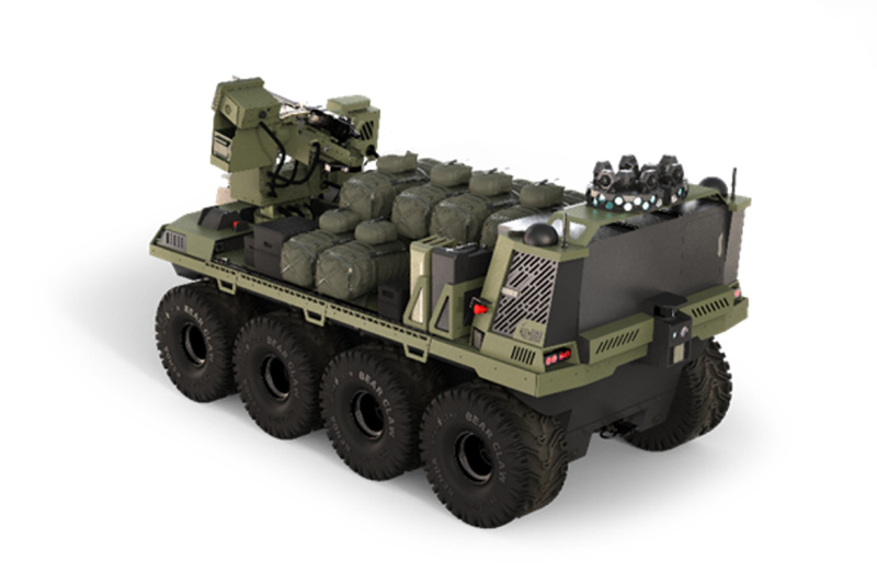 Eight-wheeled unmanned ground vehicle carrying cargo